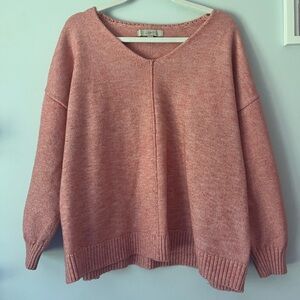 Women's Dusty Rose V-Neck Sweater